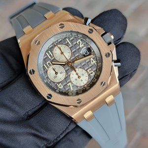2021 AUDEMARS PIGUET ROYAL OAK OFFSHORE 42mm 18k ROSE GOLD RUTHENIUM DIAL F/S